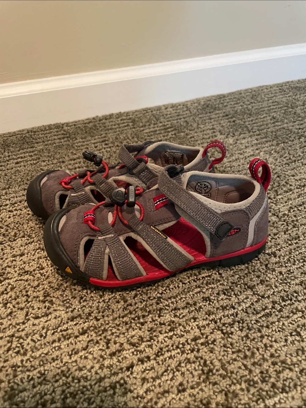 Kids Keen Grey and Red Shoes Size 12